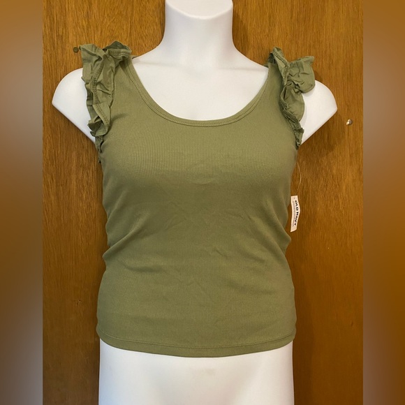 NWT Old Navy Sage Green Ruffle Tank Top - Picture 1 of 2